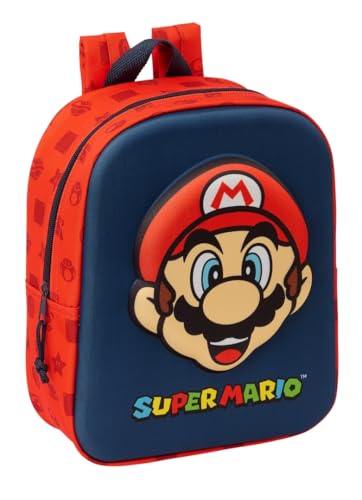 SUPER MARIO 3D - Mochila de Guardería 3D, Adaptable a Carro,