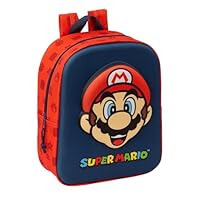 SUPER MARIO 3D - Mochila de Guardería 3D, Adaptable a Carro, Fácil Limpieza, Ideal para Niños de Diferentes Edades, Cómoda y Versátil, Calidad y Resistencia, 22x10x27 cm
