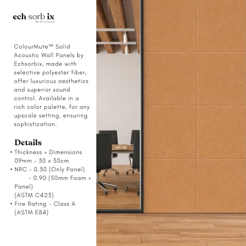 Image of MMT Acoustix Premium Felt Acoustic Panels for Offices, Bedrooms & Studios | Sustainable PET Felt Panels for Echo Reduction & Sound Absorption | 1x1 ft, 9mm Thick | Camel - Pack of 16
