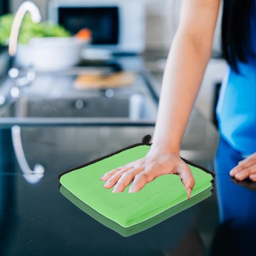 Image of Auto Hub Heavy Microfiber Cloth for Car Cleaning and Detailing, Double Sided, Extra Thick Plush Microfiber Towel Lint-Free, 800 GSM (Size 40cm x 40cm) /Pack of 5, Color: Green