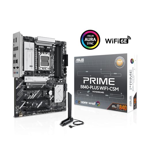 Image of ASUS Prime B840-PLUS WiFi-CSM AMD AM5 B840 ATX Commercial CSM Motherboard, Advanced AI Ready, DDR5, PCIe 4.0, 3X M.2, Wi-Fi 6E, 2.5G LAN, DP, HDMI, USB Type-C, BIOS Flashback, ASUS Control Center