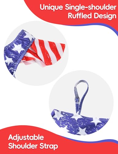 Bathing Suits for Girls Size 8-9 Years Old Blue White Stars Ruffle Bikini Swimsuit Set with Bottom3