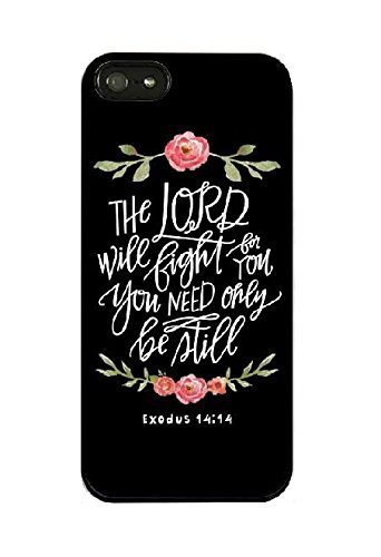 iPhone 6 Plus Case,iPhone 6s Plus Case,Flowers Floral Girls Women Inspirational Exodus 14:14 Lord Will Fight for You Bible Verse Quotes Black Soft Case Compatible for iPhone 6s Plus