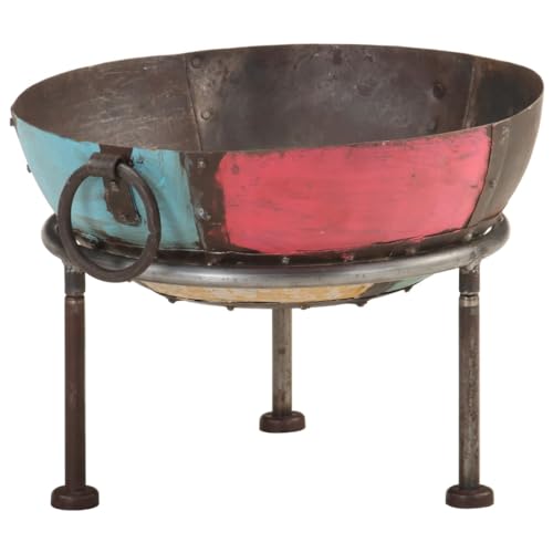 sephironlbb Brasero de hierro multicolor rústico con asas de transporte, gran brasero para jardín, terraza, eficiente disipación de calor, ideal para calentar y disfrutar de un fuego acogedor