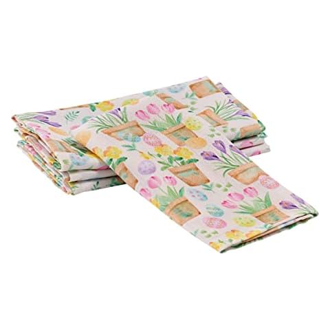 Kadut Easter Napkins, Easter Bunnies Fabric Napkins, for Indoor/Outdoor Use. for Spring, Easter, and Summer. (Set of 4) Cover