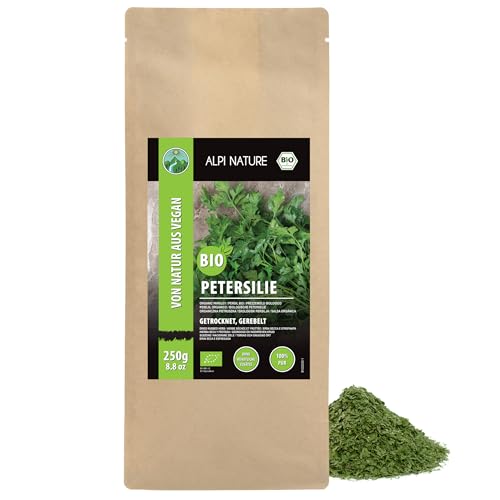 Alpi Nature Perejil Seco Orgánico 250g, Hierba Seca y Triturada, Especia de Perejil para Cocinar