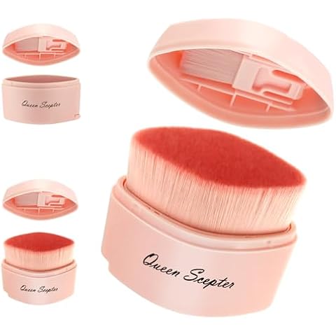 Retractable Flat Liquid Foundation Makeup Brush with Cover, Flat Top Kabuki Liquid Foundation Shadow Powder Face Blush Brush for Blending Liquid Foundation Quarantine BB Cream Contour Cream Cosmetics Cover