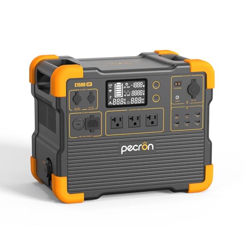 pecron Portable Power Station, E1500LFP Solar Generator 1536Wh, 2200W LiFePO4 Battery Backup, Fast Charging Power Station for Home use, RV, and Outdoor Camping