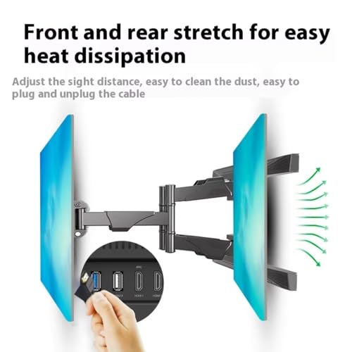 Image of 50 60 65 70 Inch TV Wall Mount Bracket Stand, Swivel & Tilt with 380 mm Extension 45.5 KGS Load Capacity