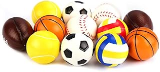 DERAYEE 12 Pieces Soft Sponge Foam Sport Balls Indoor Outdoor Mini Sports Balls Set for Kids