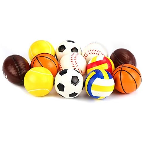DERAYEE 12 Pieces Soft Sponge Foam Sport Balls Indoor Outdoor Mini Sports Balls Set for Kids Cover