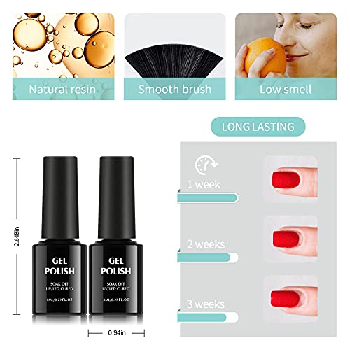 TOMICCA Gel Nagellack Set 20 Farben Gel UV Nagellack Rosa Blau Grün Töne Gelnägel Glitzer UV Gellack mit Base Coat Glanz… – Bild 7