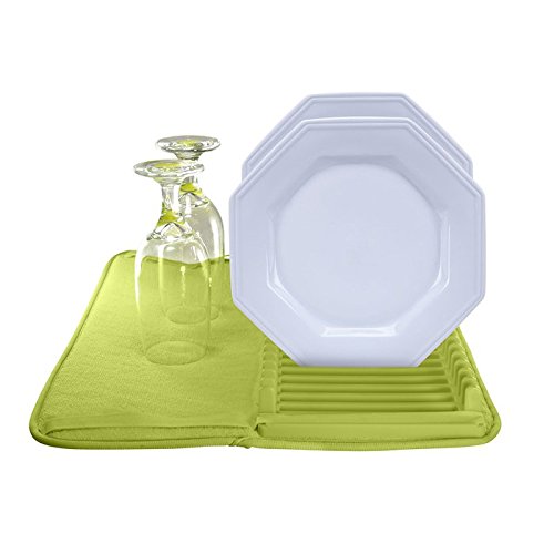 Tapete de Pia em Microfibra com Escorredor Plástico, Verde, Sanremo