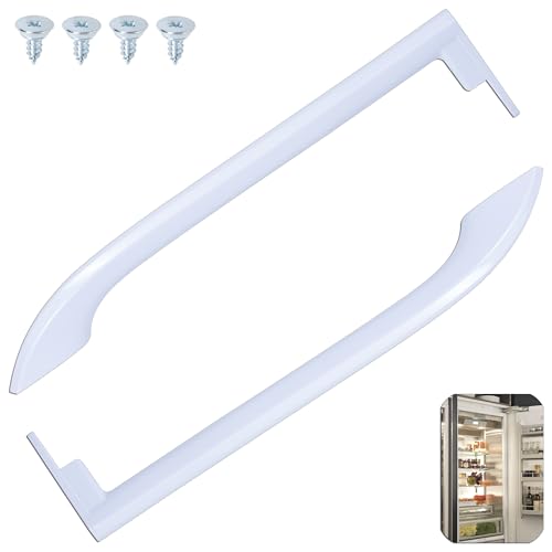 2 Pieces Upgrade 5304486359 5304506469 Refrigerator Door Handle Compatible with Frigidaire Refrigerator Replacement Part for 242059501 242059504 5304504507 Contains 4 Screws (White)