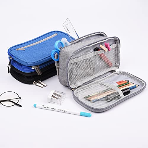 Image of Pencil Case Large Capacity Pen Bag Big Stationery Storage Kit for Office Travel Cosmetic Pouch Arts and Crafts Supplies Organizer Multiple Compartments Water Resistant (Green)
