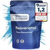Eternal Vitality Trans Resveratrol Pulver 50g | Premium Qualität | 98,7% zertifizierte Reinheit | Für 100 Portionen a 500mg - Dosierlöffel enthalten | Kosteneffizient | Kraft der Natur