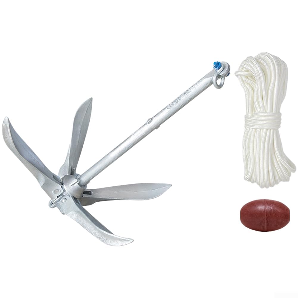 Ancora Pieghevole Barca 4 per griffe Acciaio Zincato Ancora Pieghevole(Silver-1.5kg)
