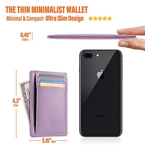 Image of GH GOLD HORSE Slim RFID Blocking Card Holder Minimalist Leather Front Pocket Wallet for Women | Slim