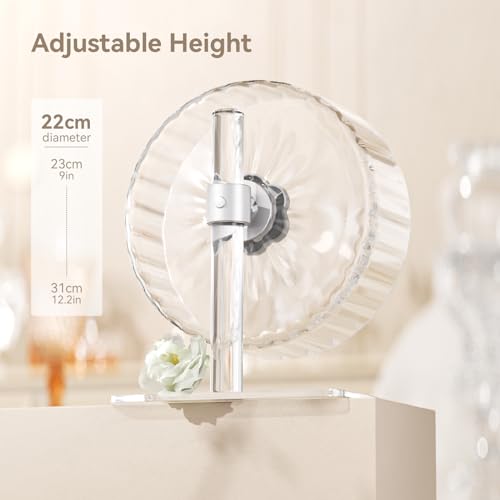 Image of Bucatstate Hamster Exercise Wheel Super-Silent with Adjustable Base Dual-Bearing Cage Accessories Quiet Spinning Running Wheel for Dwarf Syrian Hamster Gerbils and Other Small Animals