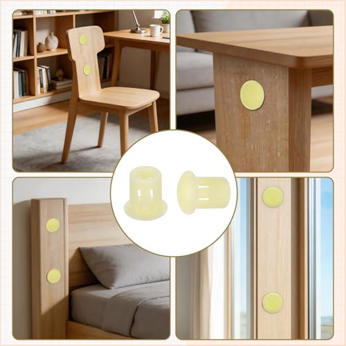 Image of MECCANIXITY 64PCS 5mm(3 /16 inch) Beige Plastic Hole Plugs, Flush Type Panel Hole Plugs Insert End Caps for Locking Hole Tubes Furniture Cabinet