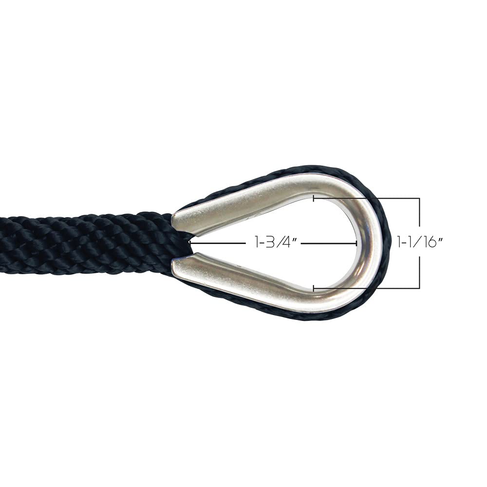 Extreme Max 3006.3468 BoatTector Solid Braid MFP Anchor Line z naparstkiem - 1/5.1 cm x 100', czarny