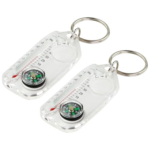 Brújula de bolsillo multifunción con termómetro y llavero miniatura 1