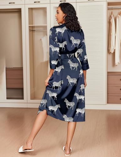 Image of Ekouaer Silk Robes for Women Long Satin Bride Bridesmaid Wedding Party Robes Lightweight Sexy Sleepwear with Pockets