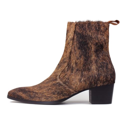 Dress Boot for Men Casual Chelsea Fashion Stylish Pony hair Ankle Leather High Heels Boots CD-JY021-D-R2