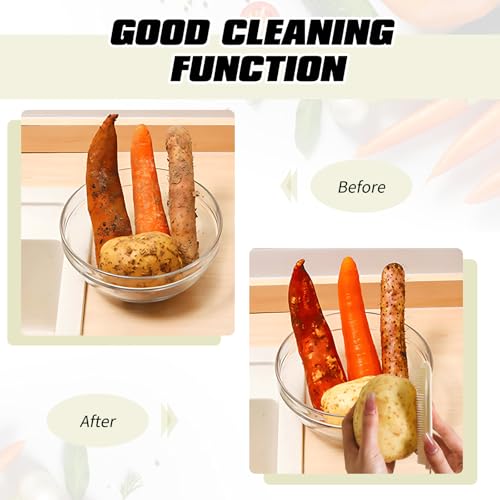 Image of Vegetable Brush,4pcs Potato Scrubber Brush, Vegetable Brush Scrubber for Food, Soft Bristle Brush for Potato /Carrots /Lotus Root