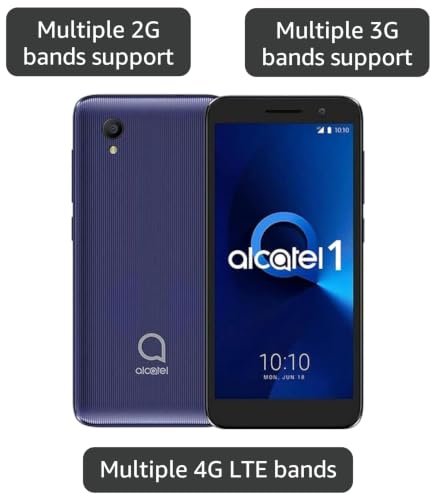Image of Alcatel 1 (16GB) 5.0 inch Full View Display, Removable Battery, FM Radio, Dual SIM GSM Unlocked US & Global 4G LTE International Version 5033E (Bluish Black)