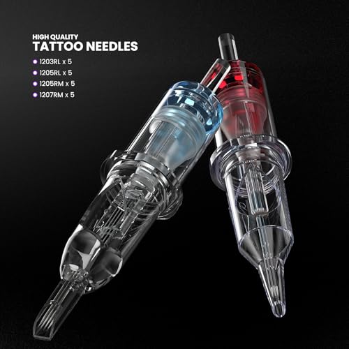 Image of Wormhole Tattoo Cartridge Needles 20pcs # 12 Mixed Sizes 3RL 5RL 5RM 7RM Disposable Tattoo Needles Cartridge Round Liner Round Magnum for Cartridge Tattoo Pen Machine Tattoo Supplies