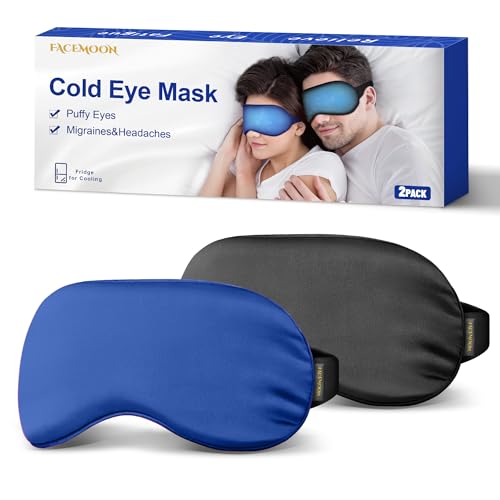 Image of Cold Eye Mask - Cooling Eye Mask for Puffy Eyes, Cold Compress for Dark Circles, Tired Eyes, Headache, Migraines Relief - Reusable Gel Ice Pack, Weighted Sleep Mask((Black,Blue)