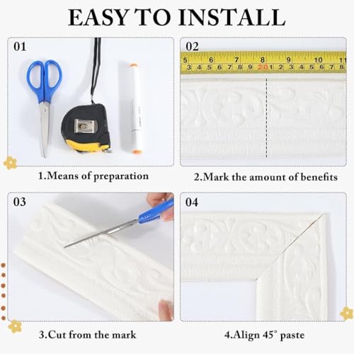 Image of Supvox 30ft Peel and Stick Wall Molding, Foam Border Sticker Roll, White