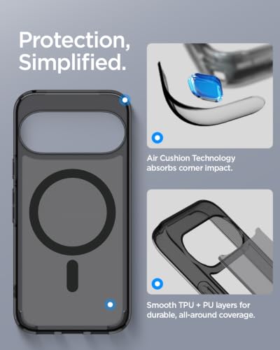 Image of Spigen Ultra Hybrid MagFit for Google Pixel 11 Case, Frost Black | Compatible with Pixelsnap, Anti-Yellowing, Air Cushion Tech, Military-Grade Drop Protection, Compatible with MagSafe