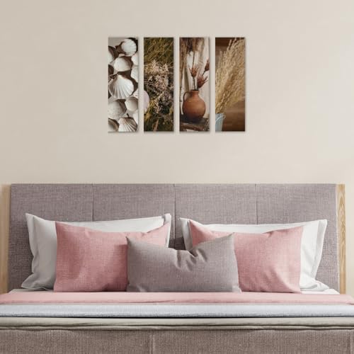 Image of RADIQORE Set of 4 Wall Decor for Living Room - Boho Aesthetic Wall Hangings for Home /Wall Decoration /Art With Double Tape (Aesthetic)