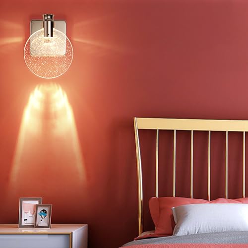 Image of Aomesinc Crystal Wall Sconce Nordic Style LED Wall Lamps Simple Creative Lights for Living Room Bedroom Bedside Dresser Bathroom Corridor(A,Silver,Small)