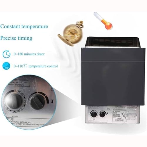 Calentador eléctrico de sauna, estufa de baño de vapor de 3 a 9 kW con controlador interno, temporizador de 3 horas, temperatura ajustable para el hogar, hotel, spa