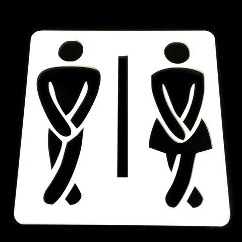Super Cool Creations Unisex Toilet Door Sign - Crossed Legs - White - 12 x 12 cm — image 1