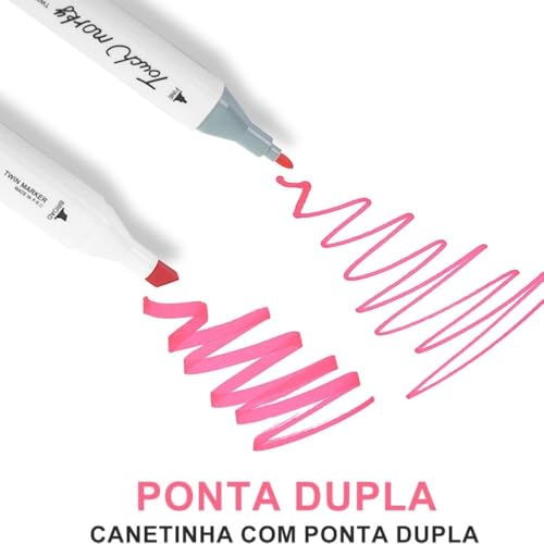 Marcadores de ponta dupla de álcool de 80 cores Branco, canetas marcadoras de arte com porta-canetas