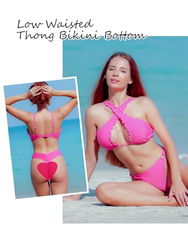 RELLECIGA Women's Low Waisted Thong Bikini Bottoms3