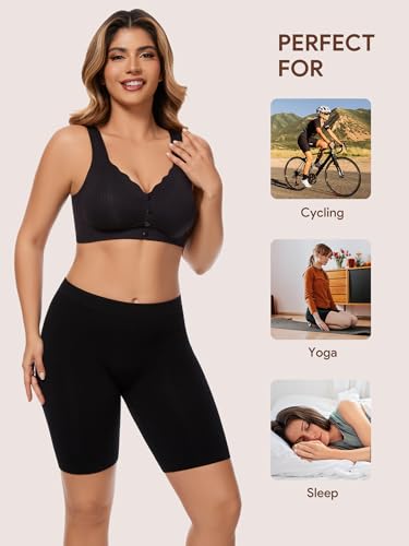 Image of Angelhood Women's Cotton Boy Shorts Underwear Anti Chafing Seamless Biker Shorts High Waisted Soft Plus Boxer Briefs 4 Pack