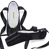 WENDYWU Professional Ballet Pointe Shoes for Kids Girl and Ladies Pink PU Soled Ballet Pointe Dance Shoes with Toe Pads (Black,6)