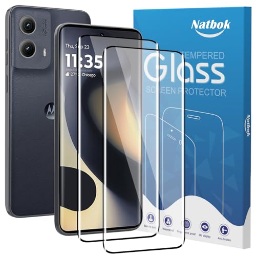 Natbok 2 Pack 3D Compatible with Motorola Edge 2024/2023 Screen Protector 3D Full Coverage 9H Tempered Glass Film HD Clear Scratch Resistant Bubble-Free for Moto Edge 2024 Screen Protector