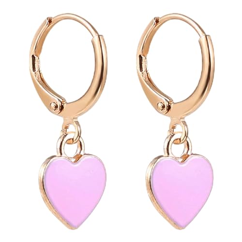 Image of Smiley Face Earrings Huggie Hoop Y2K Preppy Happy Lightning Bolt Heart Star Small Dangle Colorful Gold White Red Pink Yellow Blue Jewelry