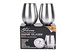 Stainless Steel Wine Glasses – Set of 2 Unbreakable Glasses for Wine – Premium Stainless Steel Portable Wine Cups – Fine Dining Accessories for Red & White Wine –Perfect Wine Gifts for Friends