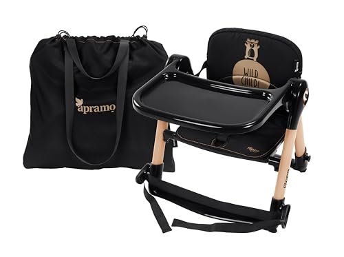 APRAMO FLIPPA Sitzerh&ouml;hung Faltbarer Kindersitz mit Tablett, Tragbarer Reise Hochstuhl mit Tasche und Polster, Essen Kinderstuhl(Magisches Gold)