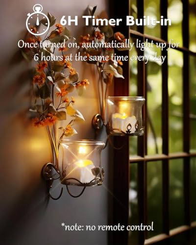 Image of Homemory 24-Pack Battery Tea Lights with Timer Built in, Auto-On 6H Daily