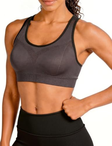 Image of Match Racerback Sports Bra for Women, Full Coverage, Mid-Impact, 1 Pack | Seamless Sports Bra with Removable Pads, Soft & Breathable Fabric, Ideal for Yoga, Running, Workout, Pilates & Daily Wear
