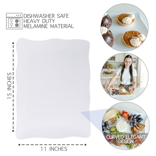 Elegant Eats 2-Pcs Melamine Serving Tray Set - Aesthetic Serving Platters And Trays With Curved Sides thumb #2