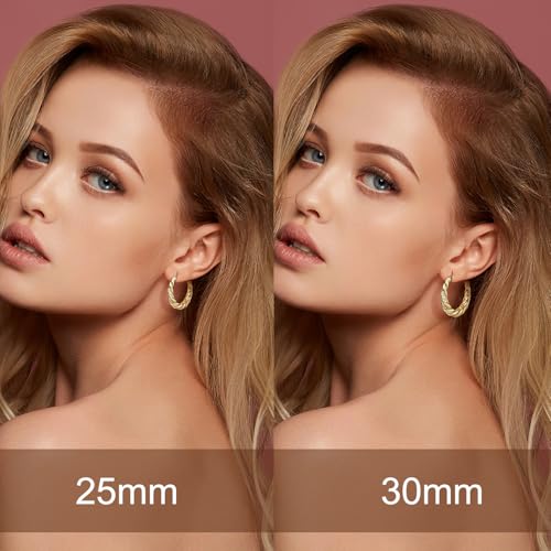 Gold Earrings 14K Gold Hoop Earrings for Women with Cubic Zirconia Mesmerizing Spiral Design Twisted Statement Chunky Hoop Earring for Women Trendy4